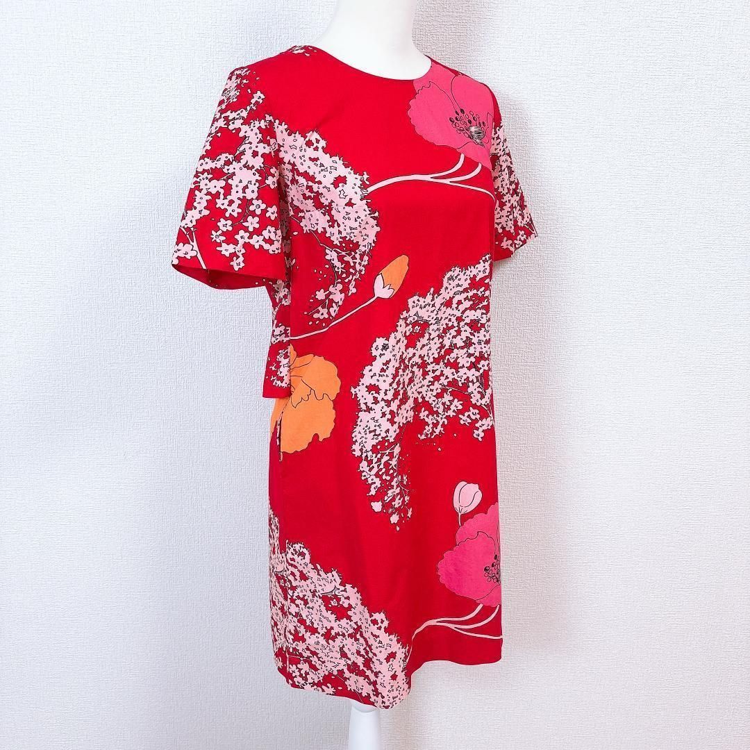 美品】VIVIENNE TAM半袖ワンピース 花柄 1 レッド - メルカリ