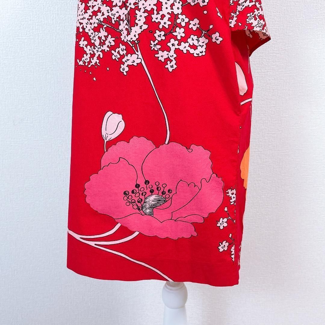 美品】VIVIENNE TAM半袖ワンピース 花柄 1 レッド - メルカリ