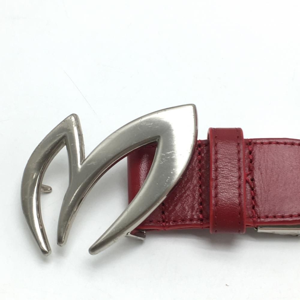 美品】マスターバニー トップ式ベルト レッド×ネイビー ロゴ シルバー