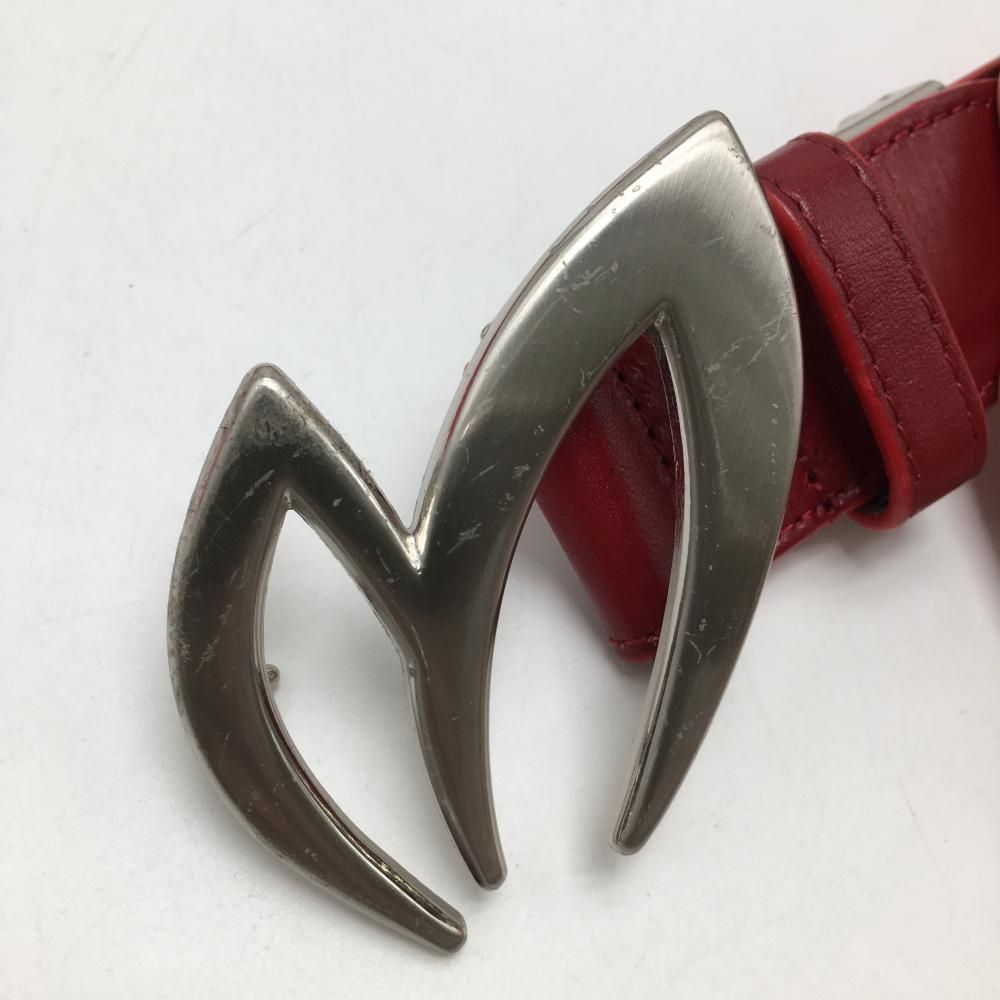 美品】マスターバニー トップ式ベルト レッド×ネイビー ロゴ シルバー