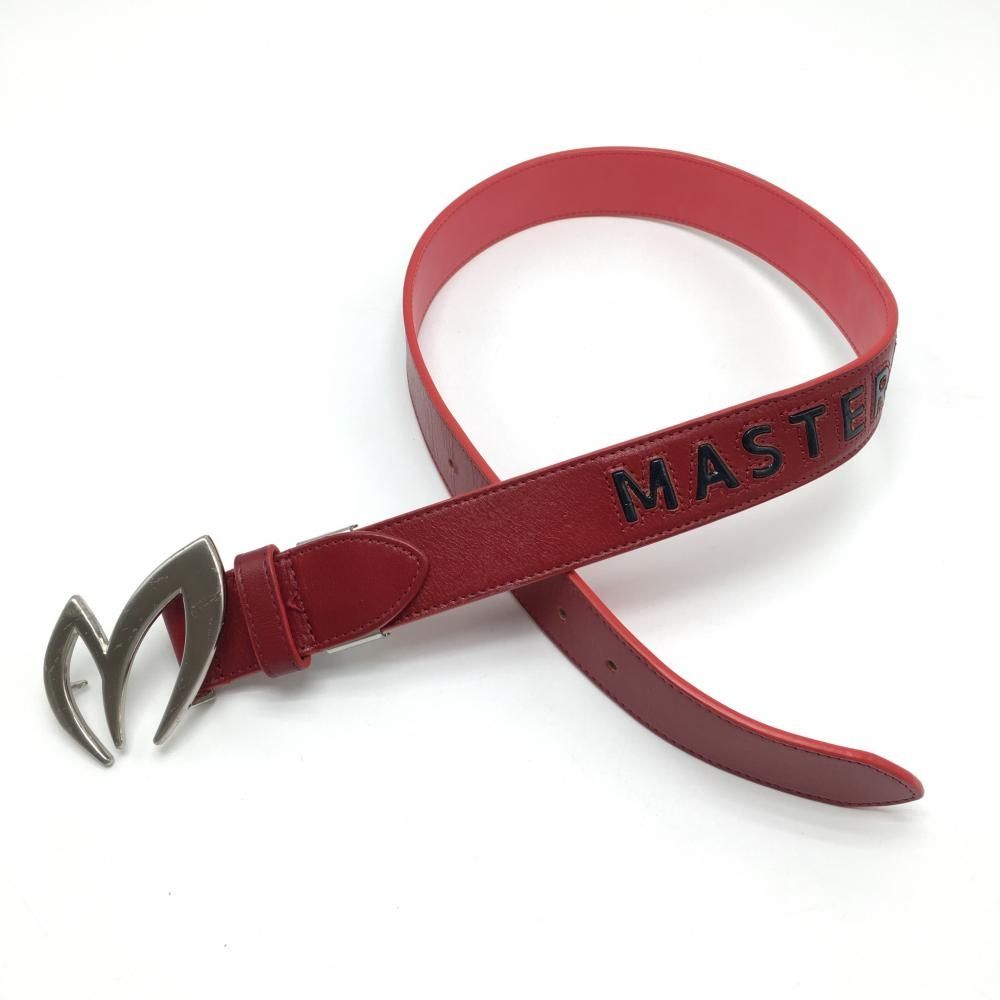 美品】マスターバニー トップ式ベルト レッド×ネイビー ロゴ シルバー