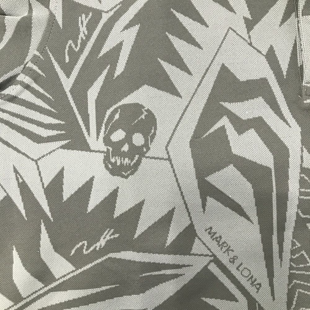 サイズ：L MARK&LONA マークアンドロナ 半袖ポロシャツ 総柄 グレー系