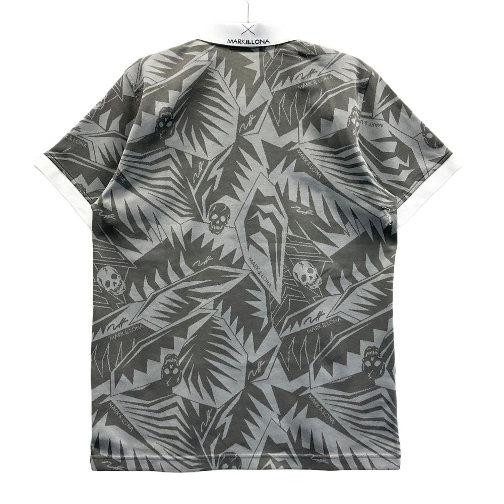 サイズ：L MARK&LONA マークアンドロナ 半袖ポロシャツ 総柄 グレー系