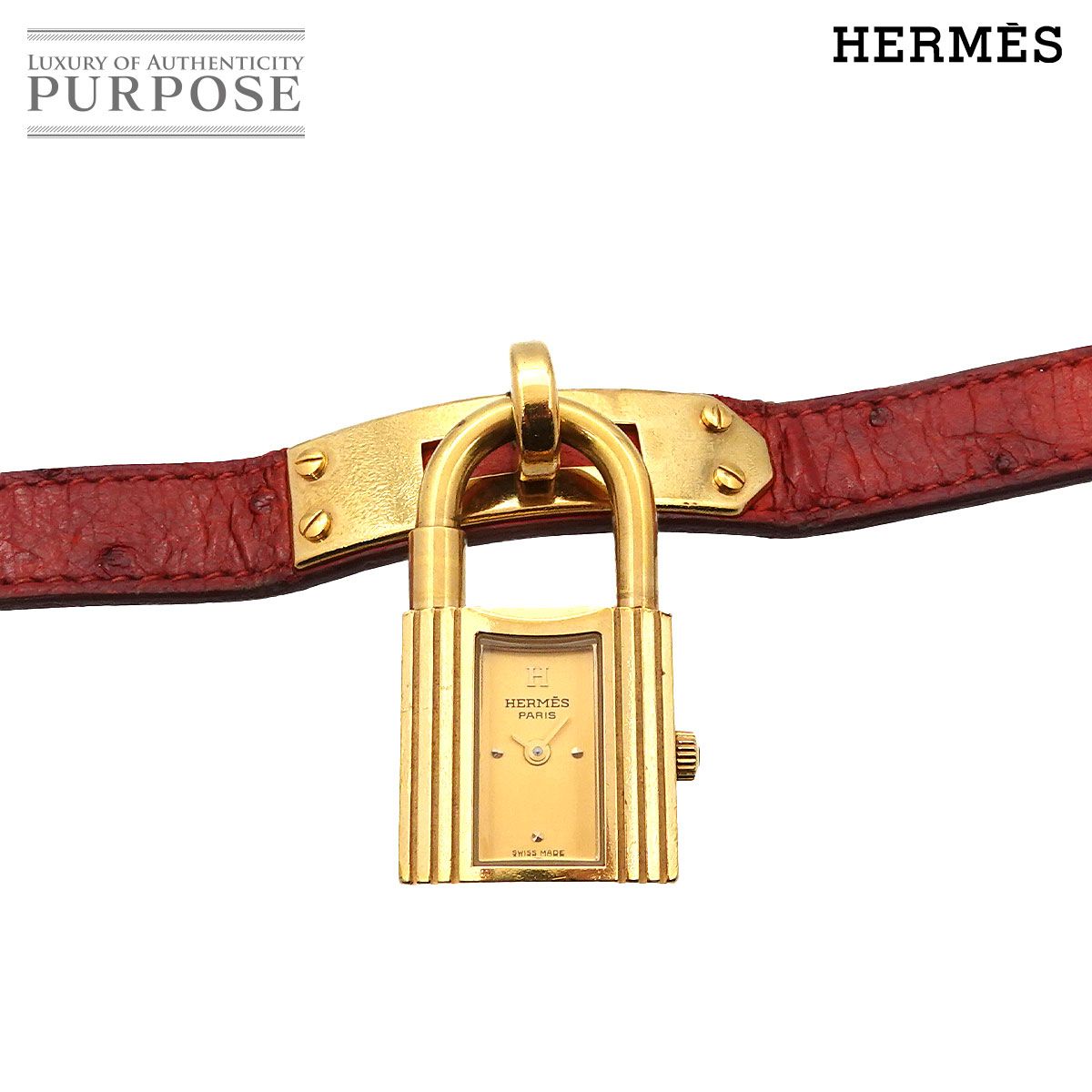 HERMES 　ケリーウォッチ　金文字盤　レディース　カデナ　クォーツ　付属品有 エルメス HERMES ケリーウォッチ ヴィンテージ レディース 腕時計