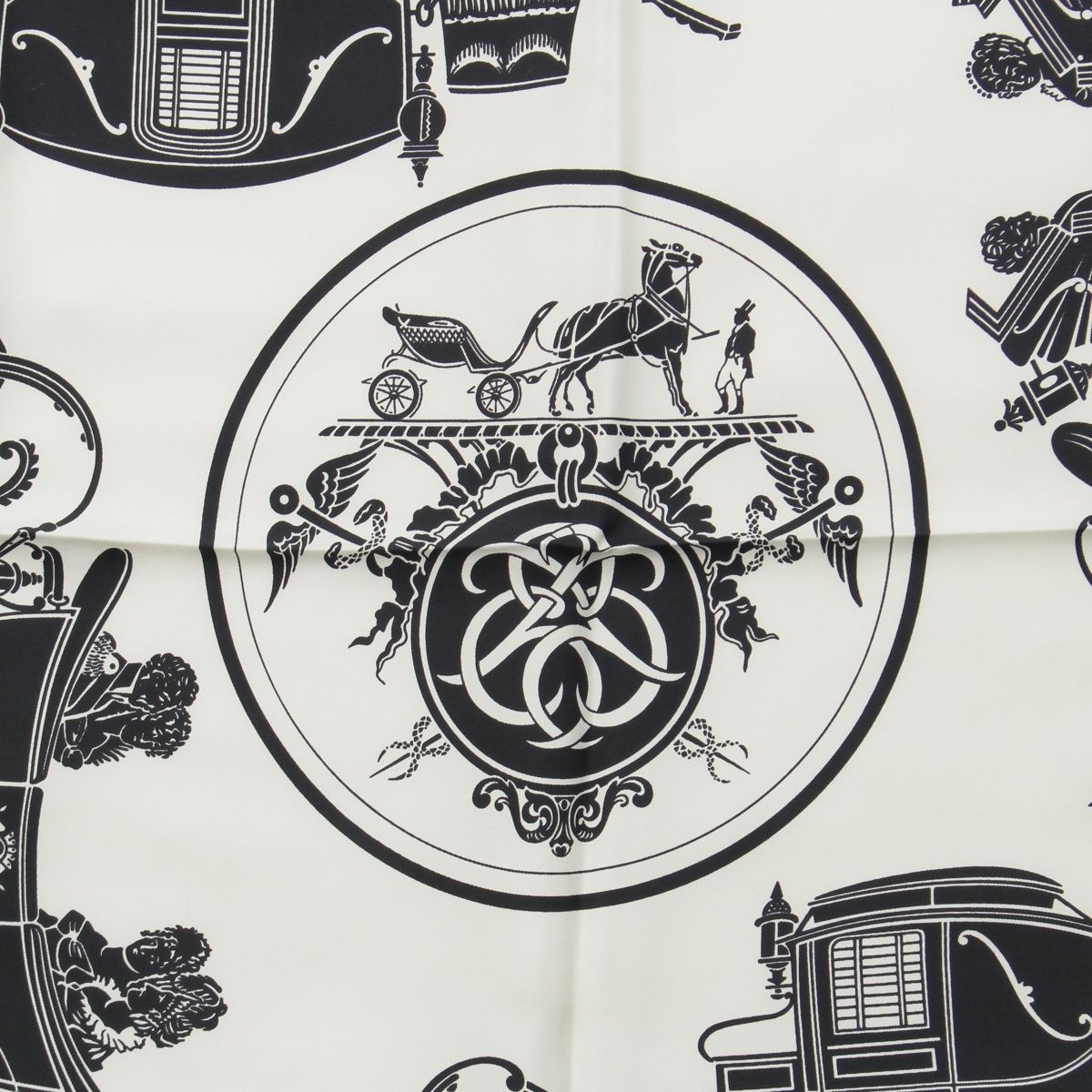 エルメス カレ90 EX-LIBRIS エクスリブリス シルク 馬車柄 スカーフ