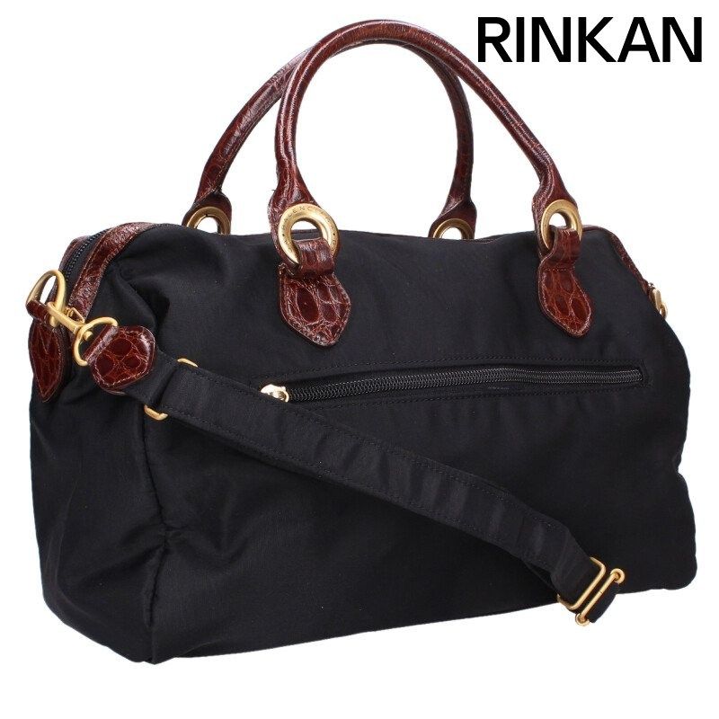 バレンシアガ クロコ型押しナイロン2WAYボストンバッグ レディース