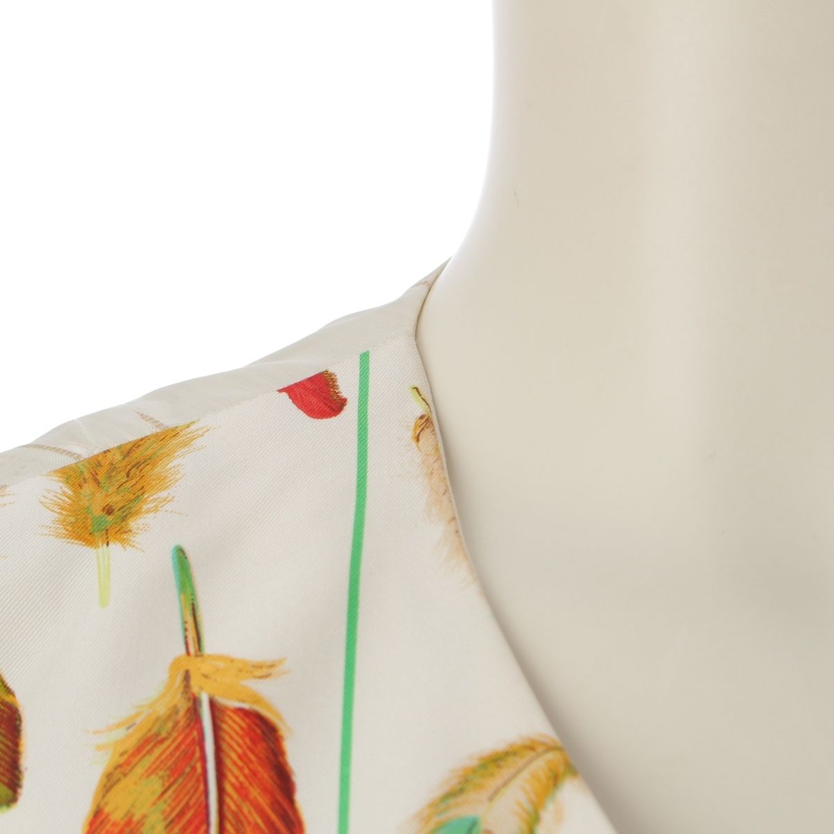 エルメス シルク ヴィンテージ 羽柄 フェザー柄 ベスト トップス