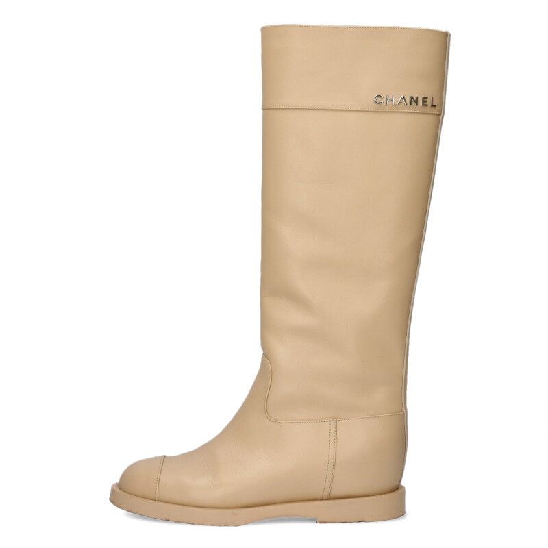 シャネル ロゴレザーロングブーツ レディース 37 - メルカリ