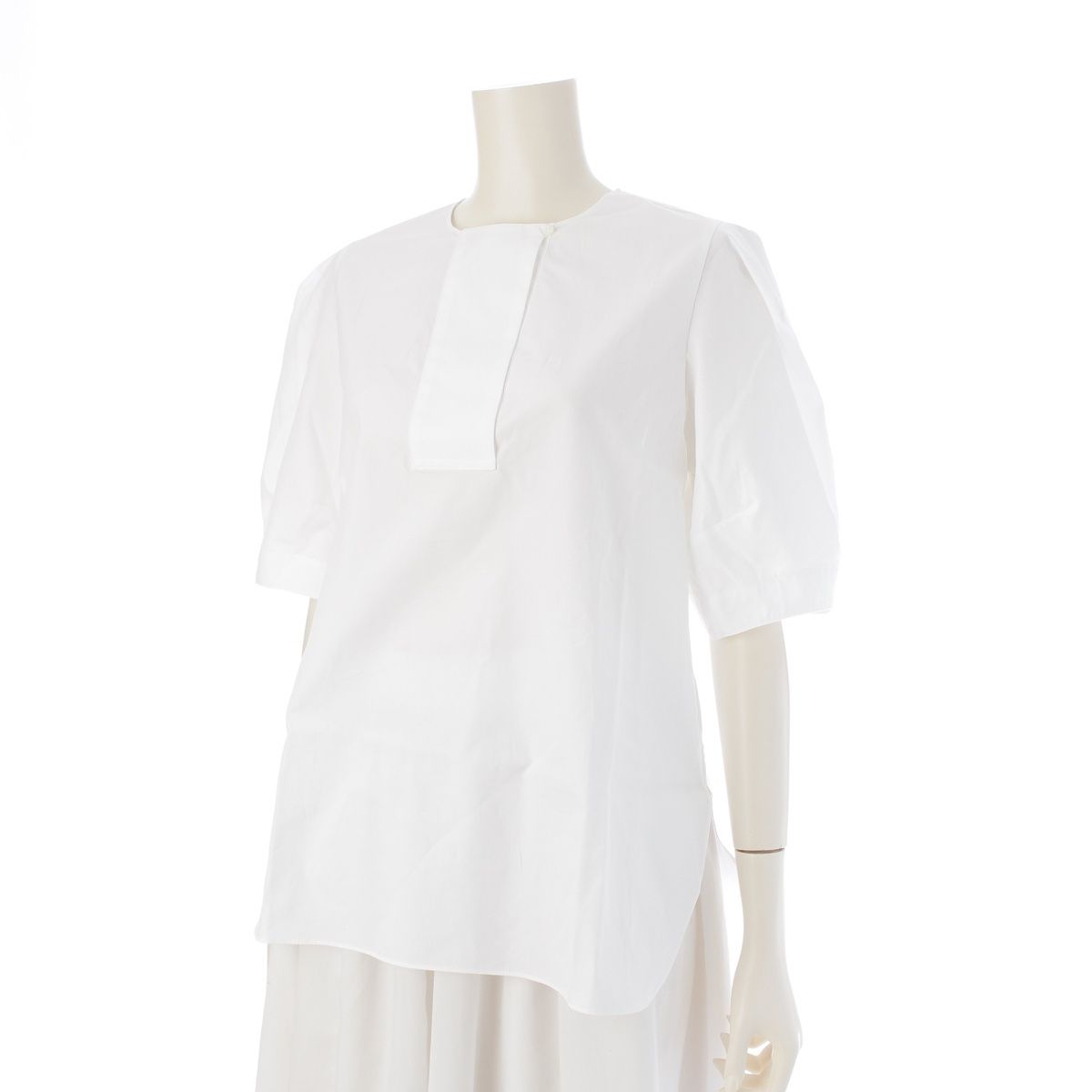 ドゥロワー コットン M.SUMMER3 オープンブザムノーカラー ブラウス