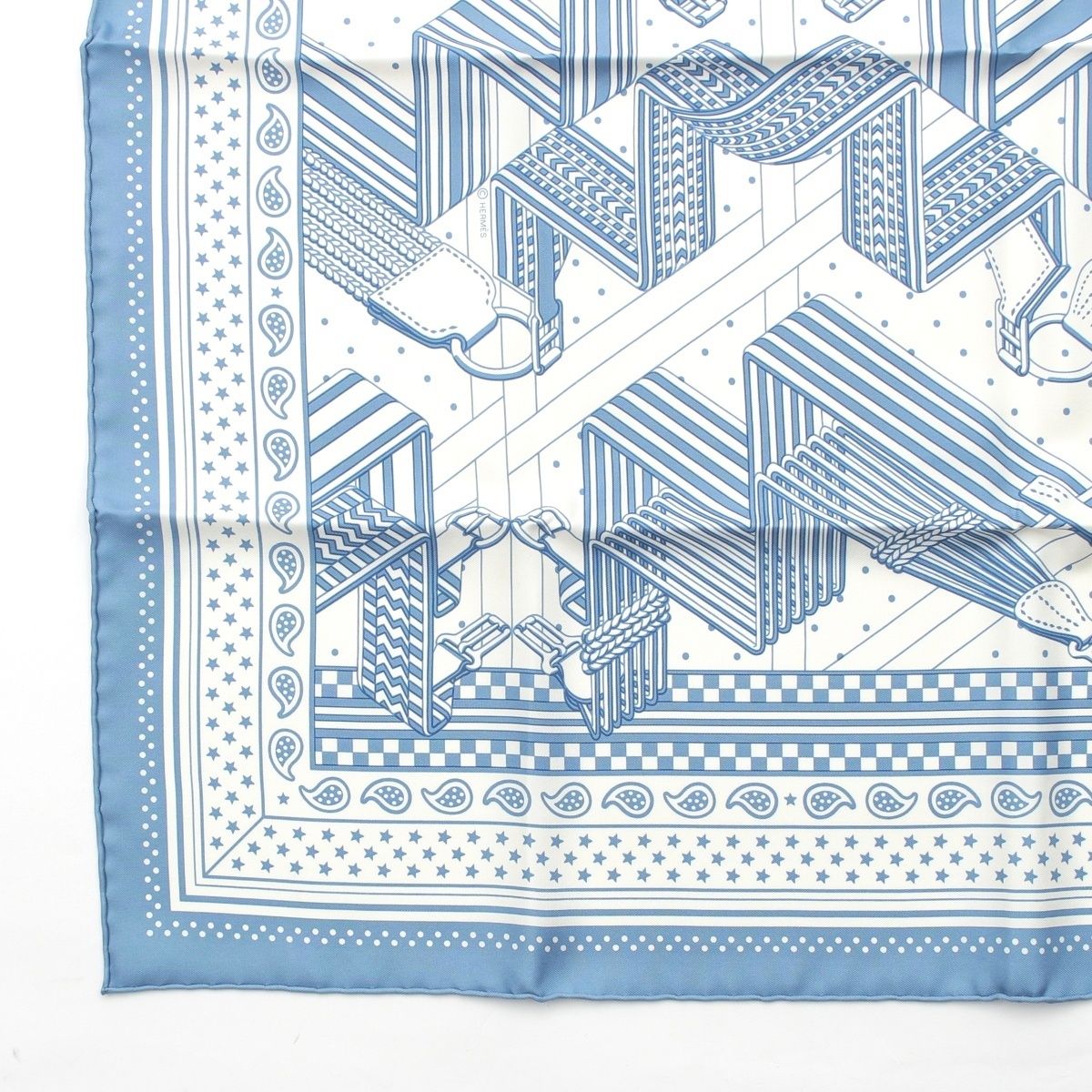 HERMES エルメス スカーフ カレ55 ジグザグのサングル ◇エルメス 