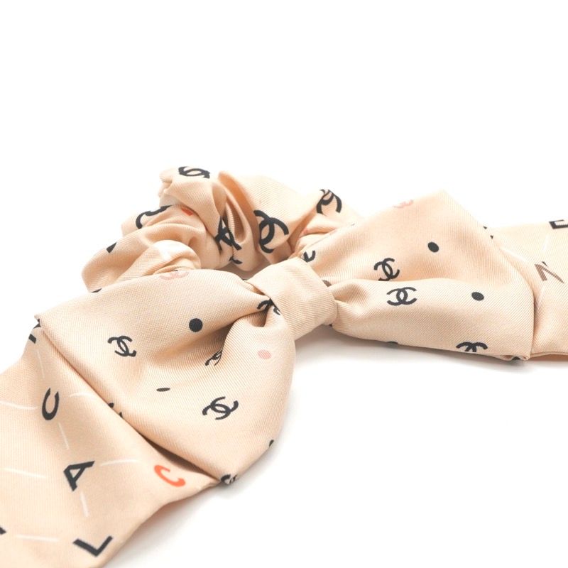 シャネル CHANEL ヘアアクセサリー シルク ベージュ ココマーク ロゴ