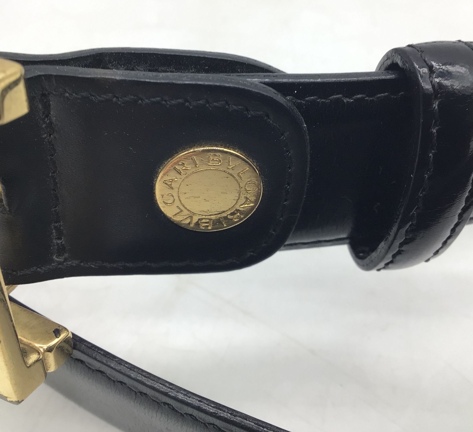 1391 BVLGARI ブルガリ レザーベルト ゴールド金具 ゴールドバックル