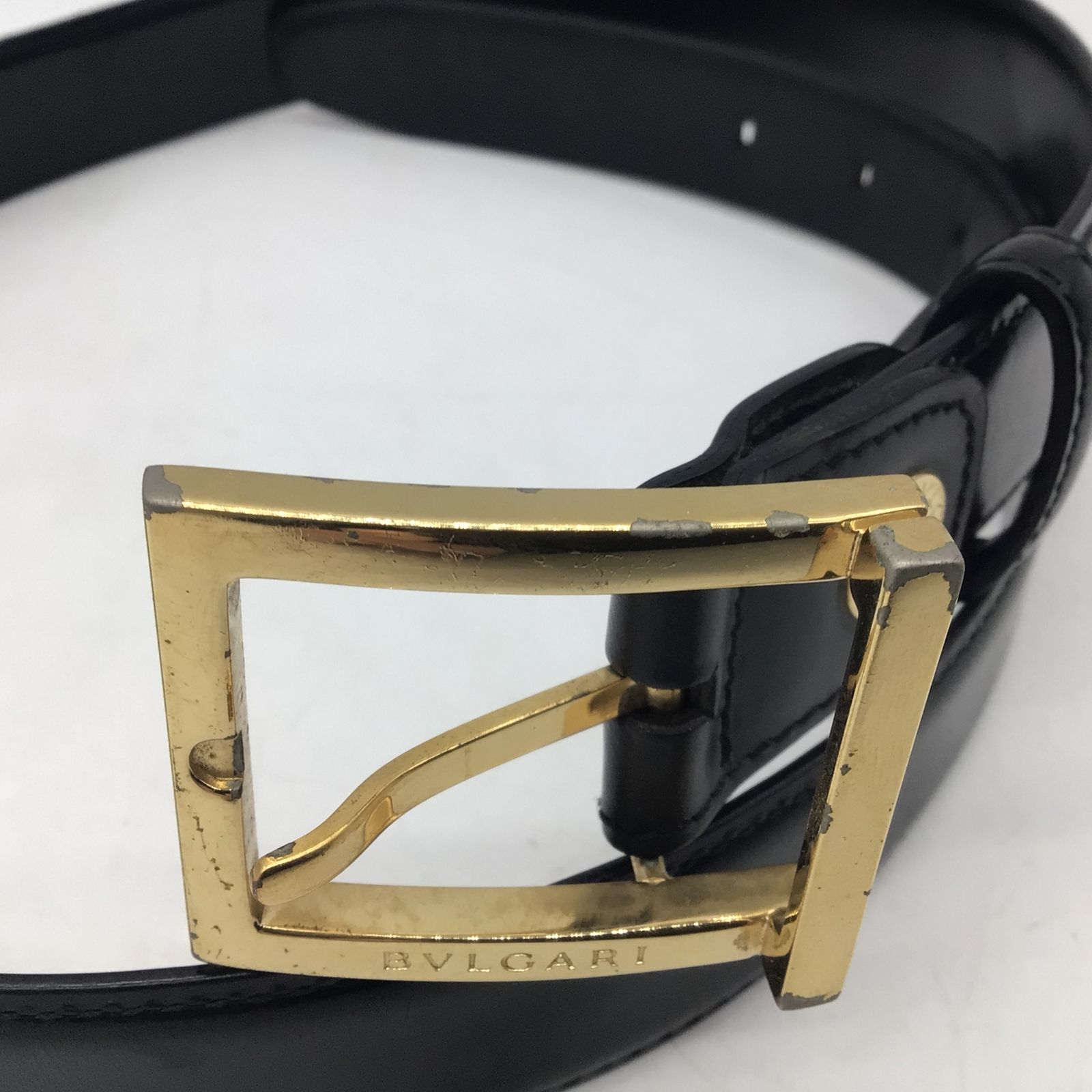 1391 BVLGARI ブルガリ レザーベルト ゴールド金具 ゴールドバックル