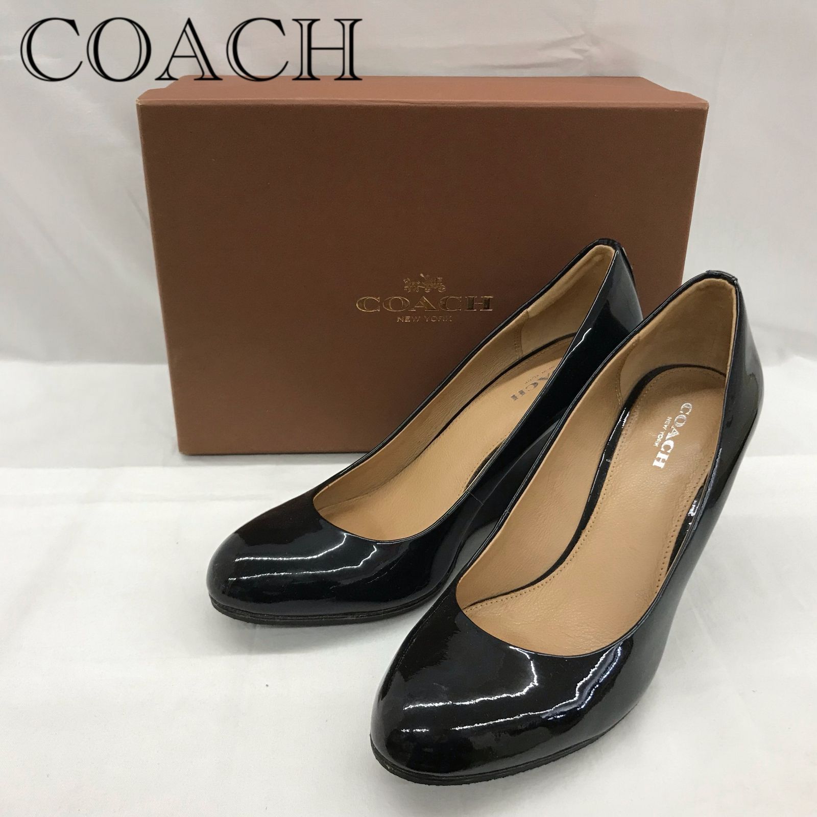 COACH コーチ RILEIGHITL PATENT エナメル パンプス ブラック 黒