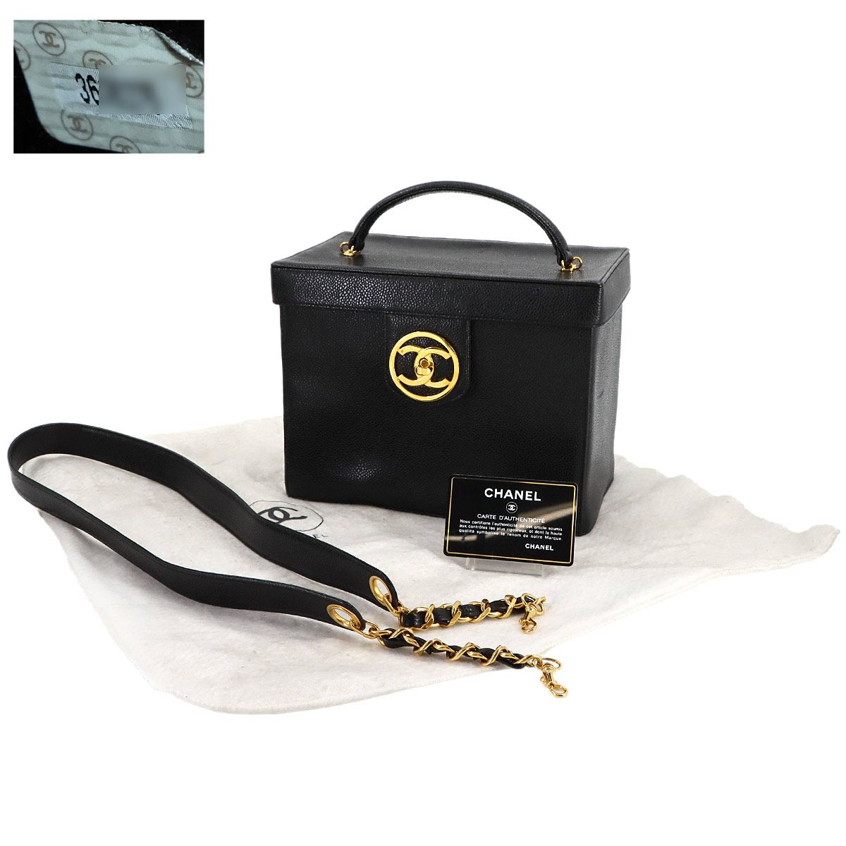 新品同様 シャネル CHANEL キャビアスキン バニティ 2way ハンド