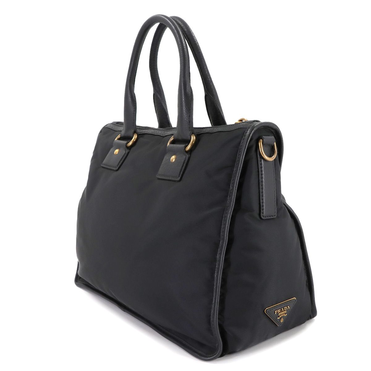 美品 プラダ PRADA 2way トート ショルダー バッグ ナイロン レザー