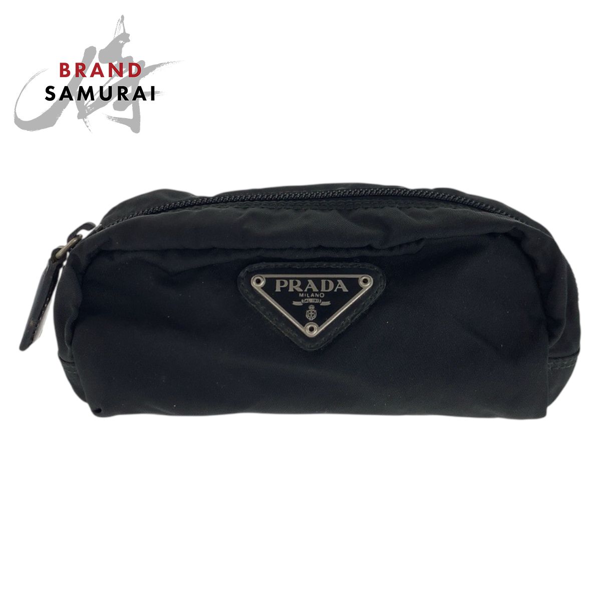 【箱・カード付き】プラダ PRADA ナイロンポーチ テスート 三角ロゴ 黒 PRADA プラダ テスート 三角ロゴプレート ブラック 黒 シルバー金具