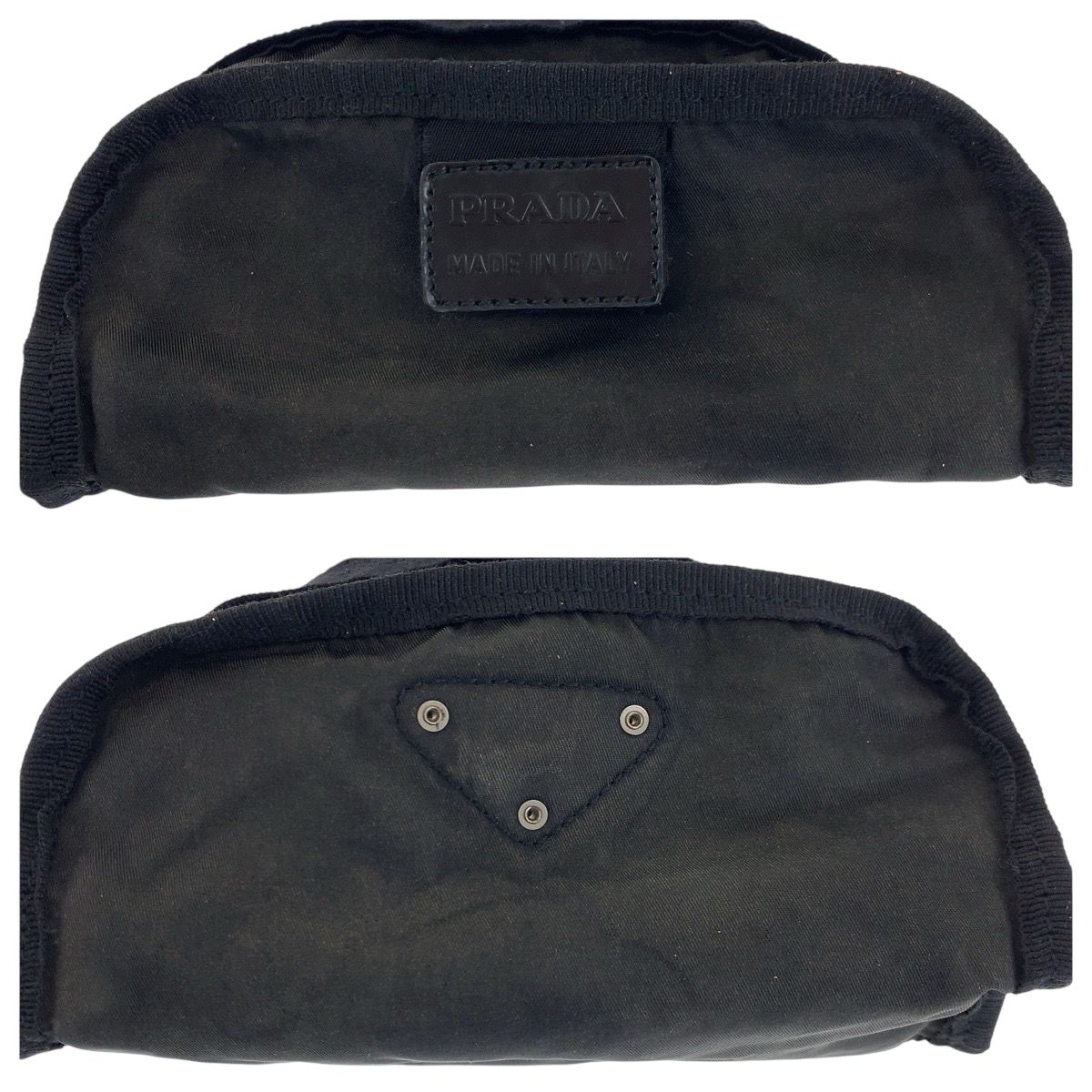 PRADA プラダ テスート 三角ロゴプレート ブラック 黒 シルバー金具