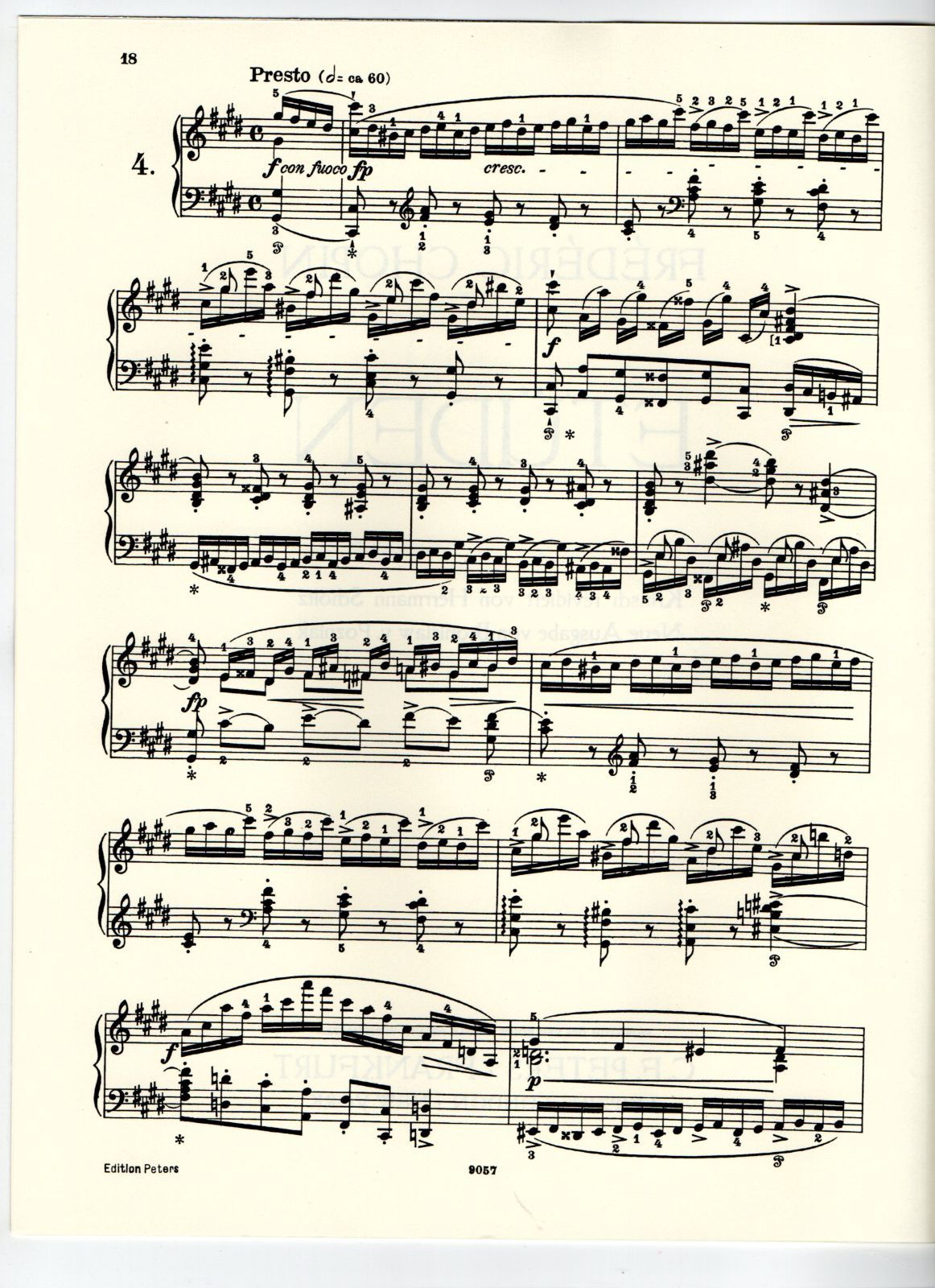 送料無料 ピアノ楽譜 ショパン：練習曲 第4番 嬰ハ短調 ～12の