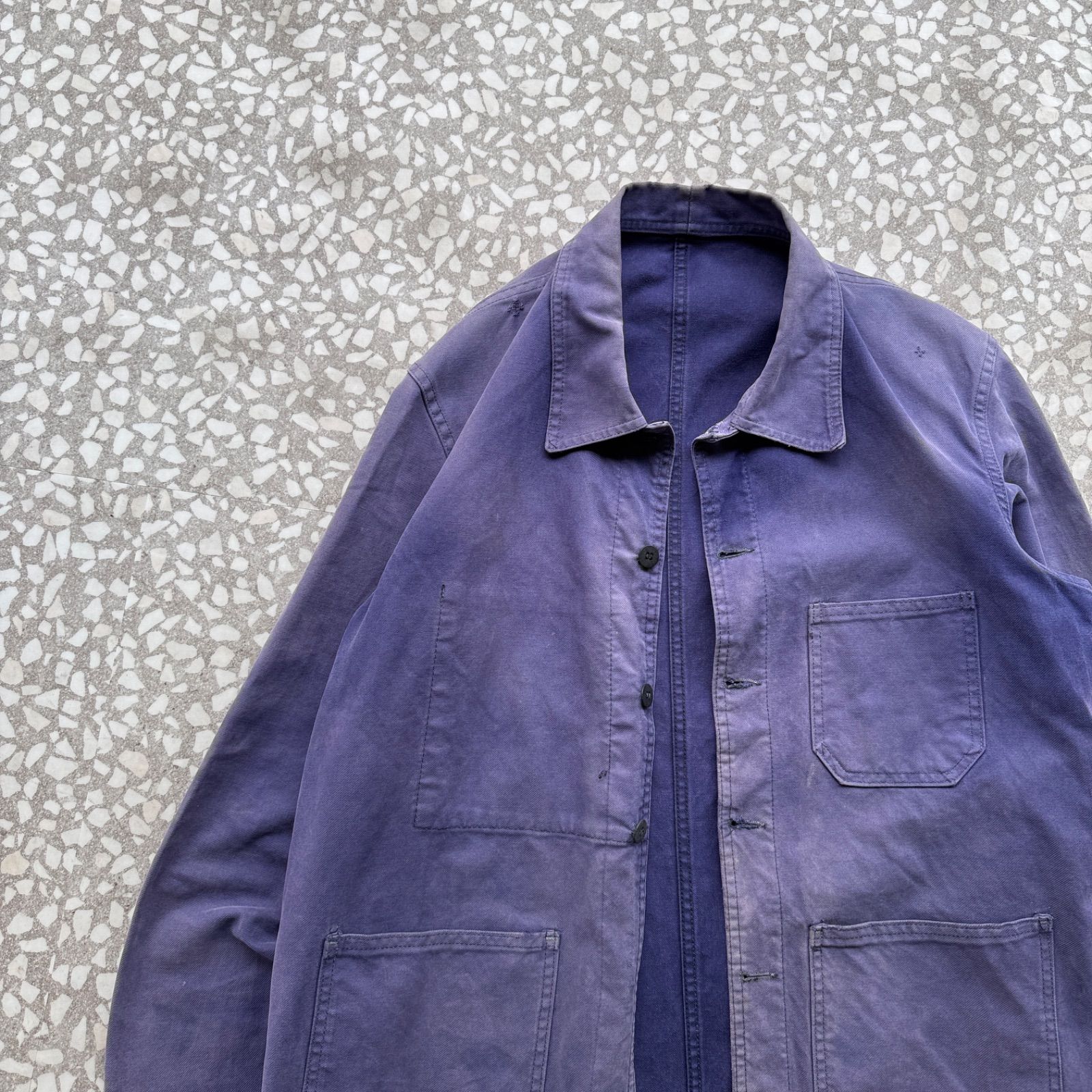 BARBE BLEUE 最高フェード モールスキン ナス紺 ワークジャケット 