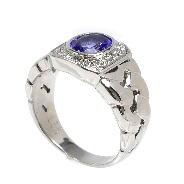 Pt900プラチナ リング・指輪 タンザナイト1.52ct ダイヤモンド0.10ct