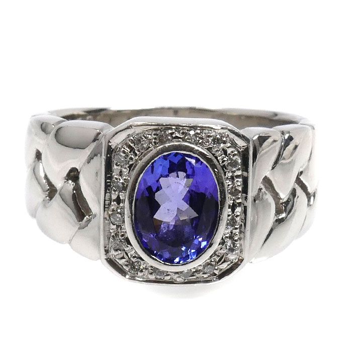 Pt900プラチナ リング・指輪 タンザナイト1.52ct ダイヤモンド0.10ct