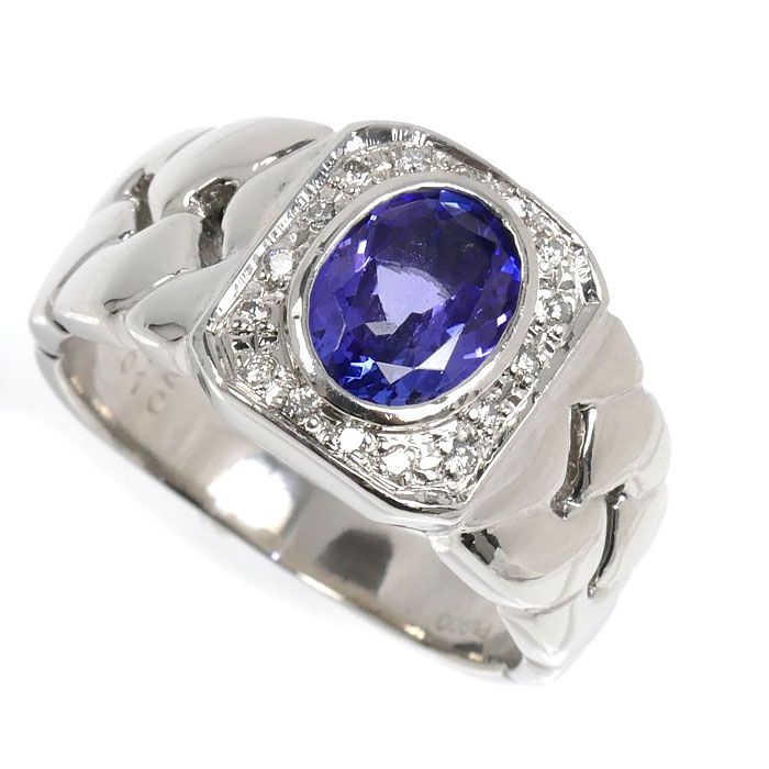 Pt900プラチナ リング・指輪 タンザナイト1.52ct ダイヤモンド0.10ct