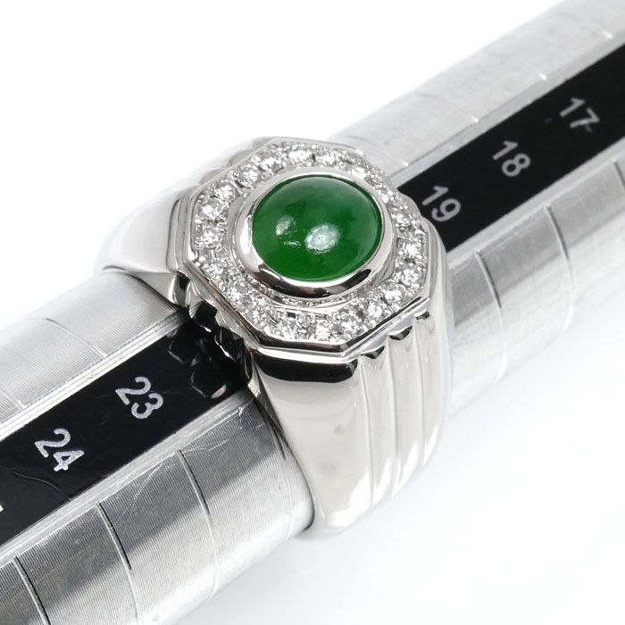 Pt900プラチナ リング・指輪 翡翠1.97ct ダイヤモンド0.25ct 20.5号