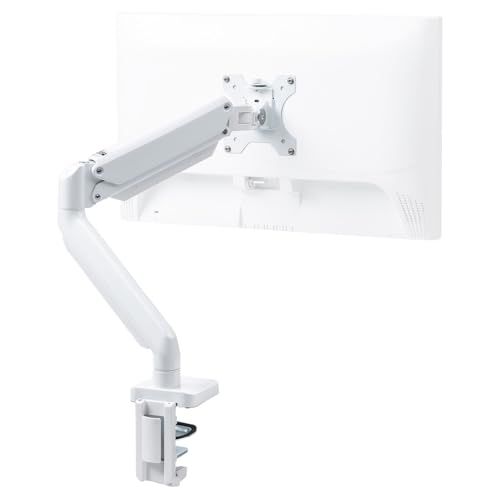 サンワダイレクト モニターアーム 水平垂直3関節アーム 32インチ対応 耐荷重12? ガス圧式 クランプ グロメット対応 高さ 角度調整 回転 ディスプレイ アーム VESA PC ホワイト 100 LAC 003 W 8 cbb 257 c