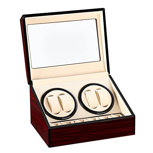 ワインディングマシーン 2本巻き ウォッチワインダー 自動巻き時計ワインディングマシーン 日本製 マブチモーター 設計 新型の腕時計自動巻き上げ機 木製 男女の腕時計は全部使えます 2025年アップグレード 外黒内灰 W 142 G 71622 cb 1