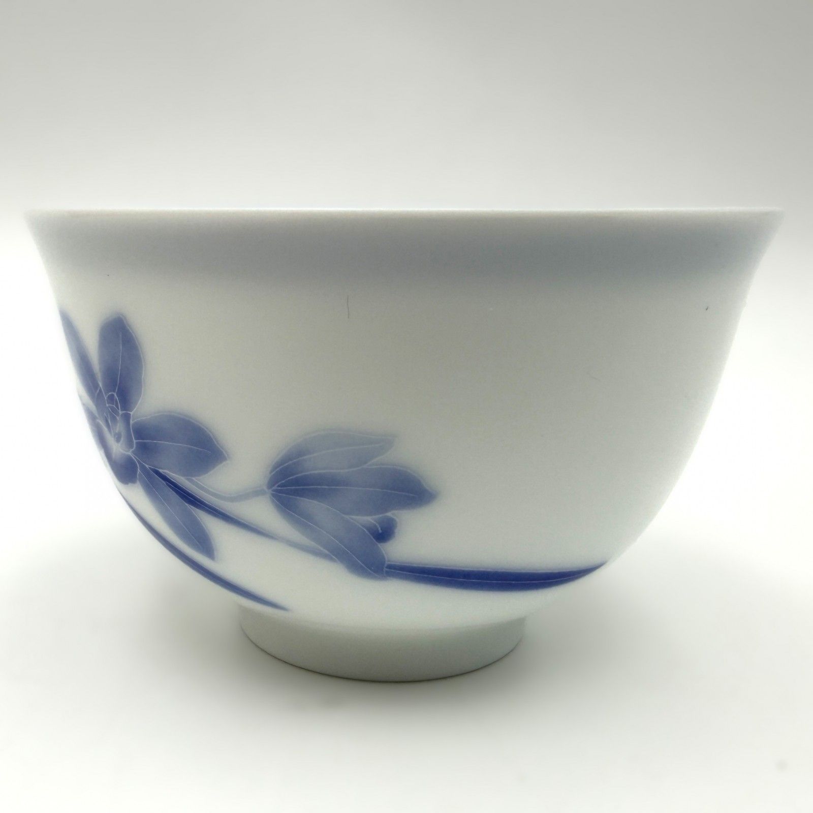 未使用 香蘭社 御湯吞揃 染付シンビジューム 5客 共箱 木箱 有田焼