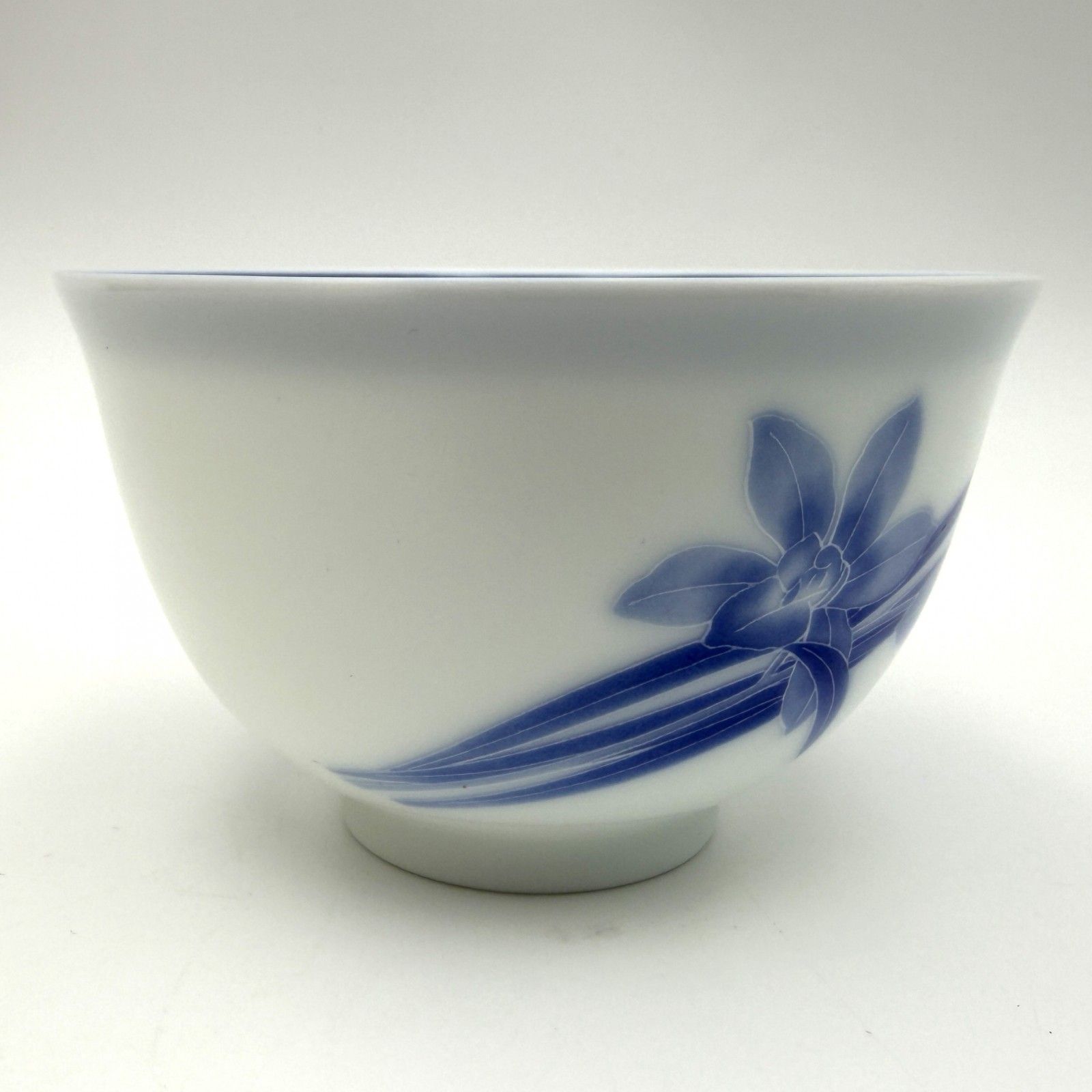 未使用 香蘭社 御湯吞揃 染付シンビジューム 5客 共箱 木箱 有田焼