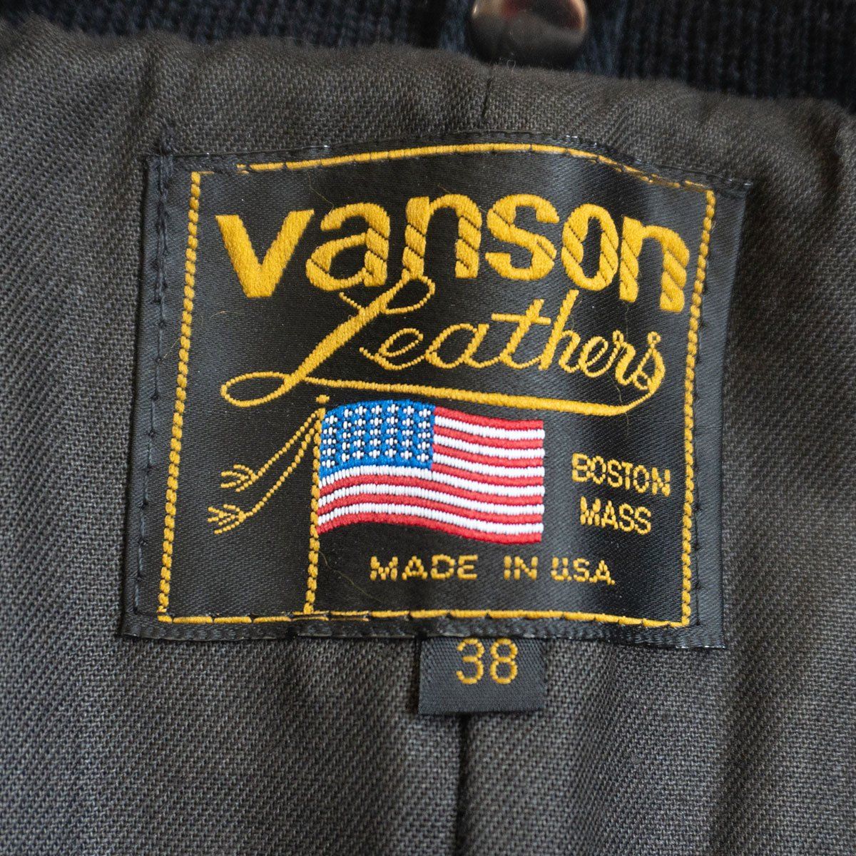 美品】 VANSON 【TJV オールレザー スタジャン】38 ブルー ブラック