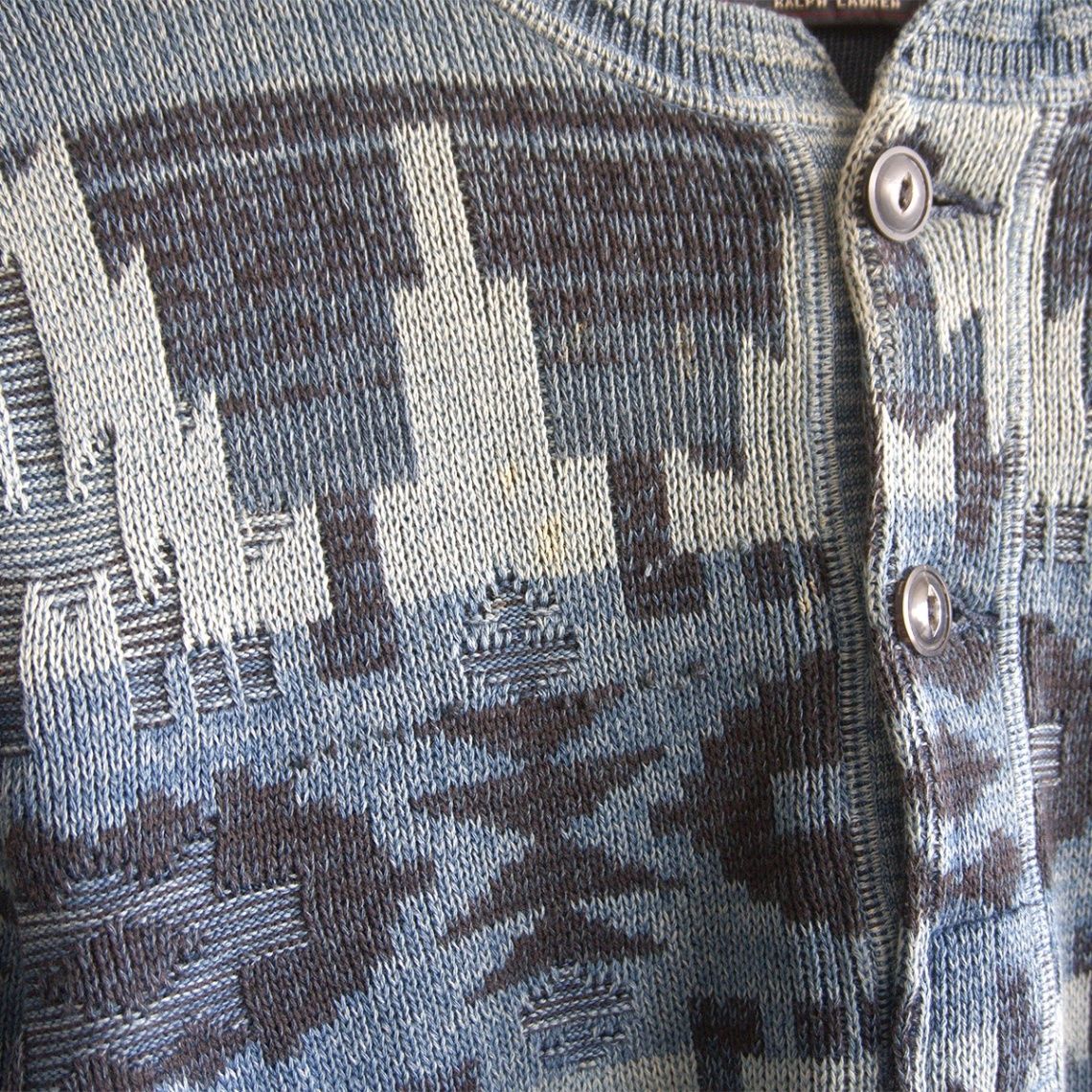 名作】 RRL 【INDIGO NATIVE HENLEYNECK PULLOVER KNIT 】M ネイティブ 