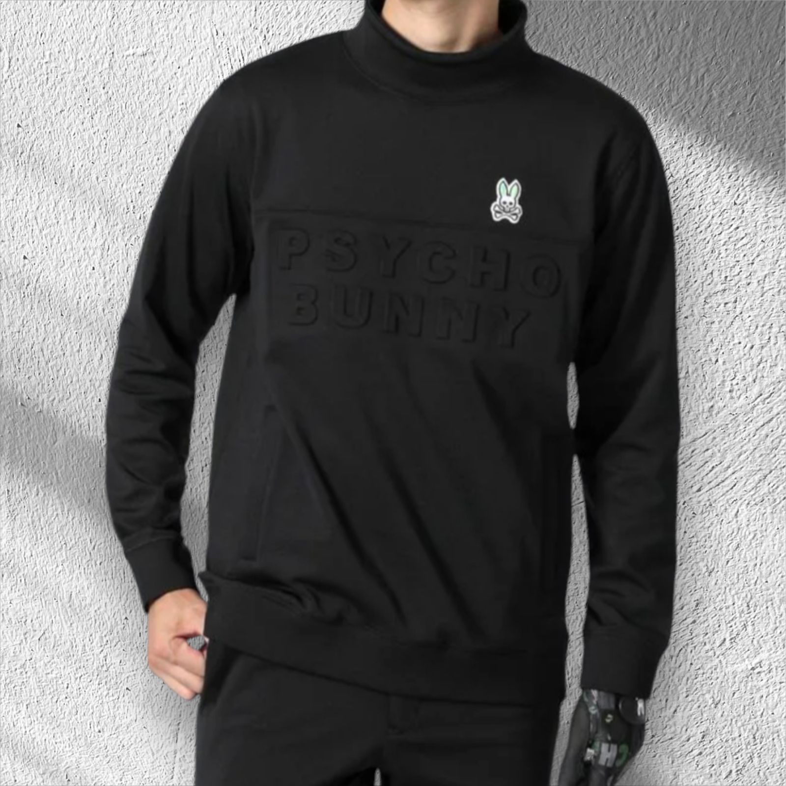 極美品 現行 Psycho Bunny Golf 裏起毛 エンボスロゴ モックネック