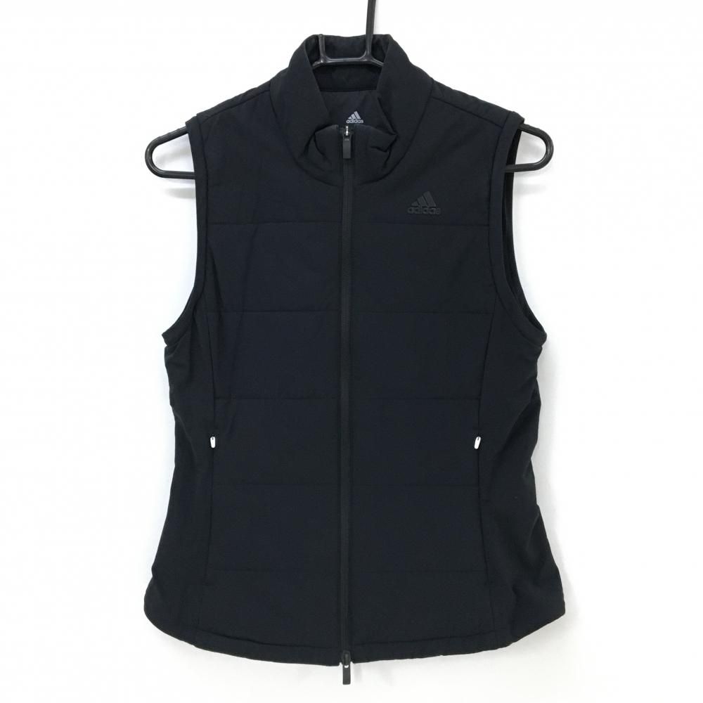 アディダス 中綿ベスト 黒 胸元ロゴ レディース M ゴルフウェア adidas