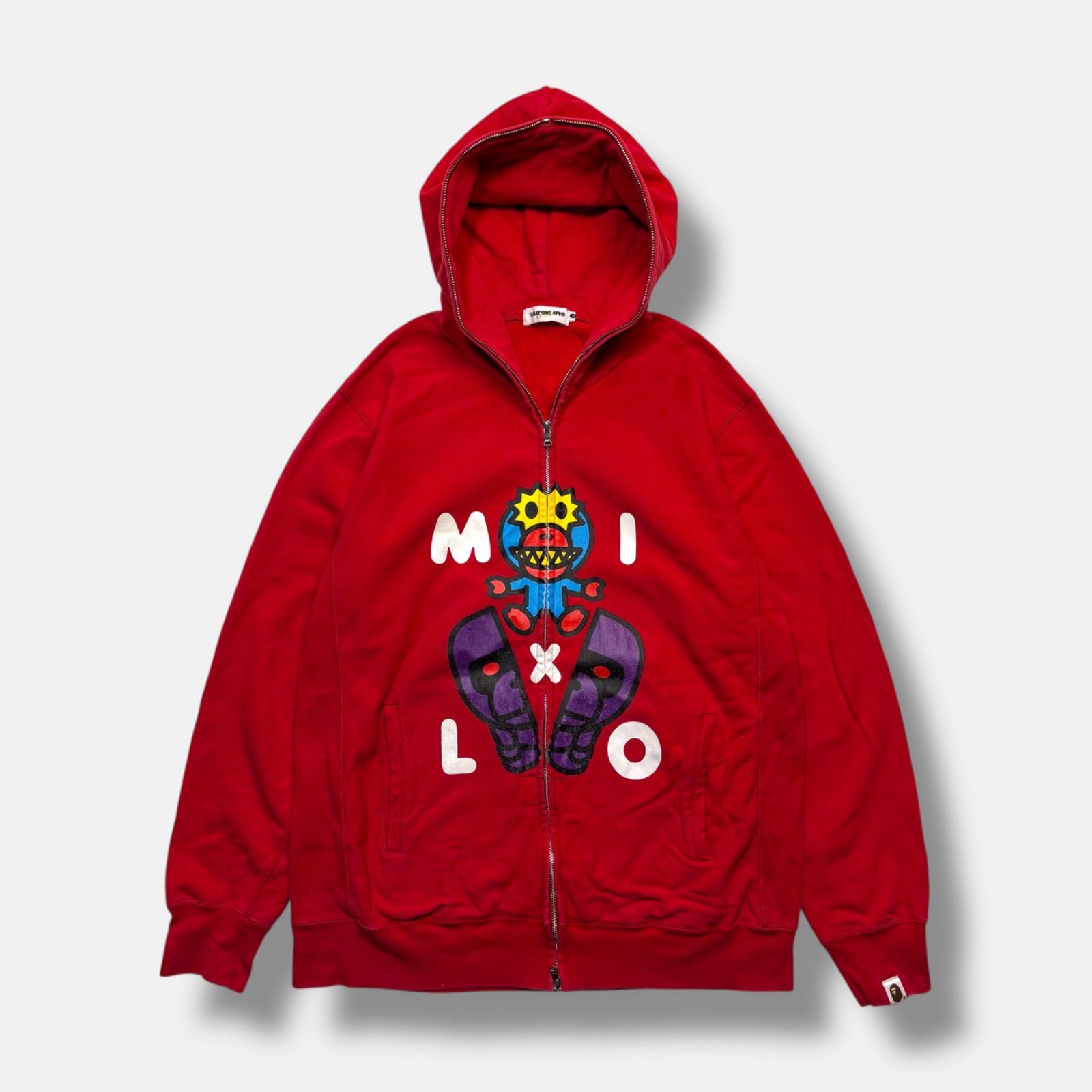 A BATHING APE × Kaws 2006 Baby Milo Full Zip Hoodie レッド XL 