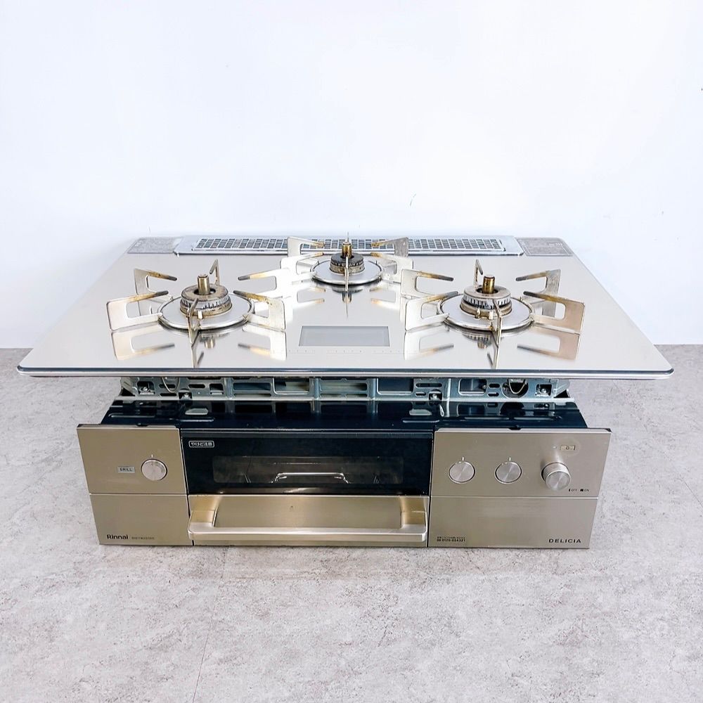H-768 Rinnai リンナイ DELICIA デリシア ビルトインガスコンロ シャンパンゴールド 3口 ガラストップ コンロ 都市ガス