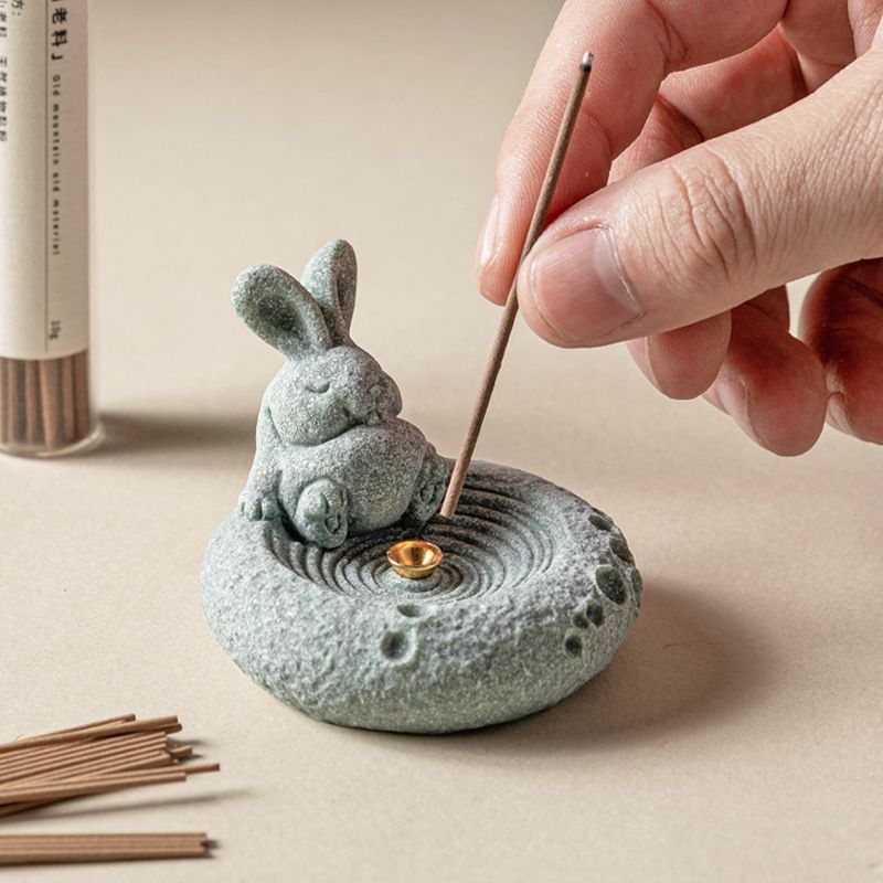 新品未使用 十二支 兎 茶道 置物 中式 香立て 香座 来客用 茶卓 茶
