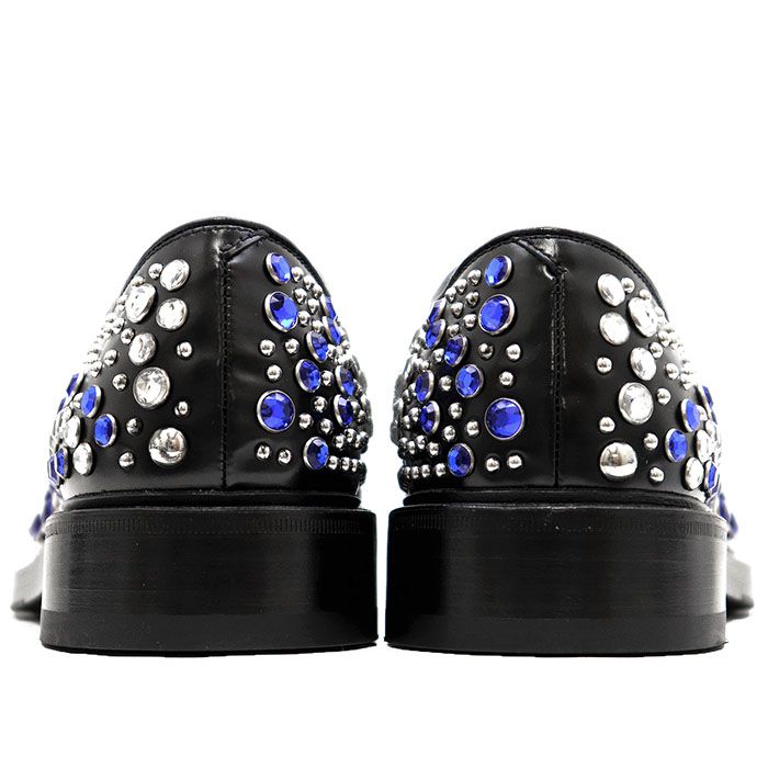 未使用】PRADA プラダ ドレスシューズ レザー ラインストーン/スタッズ