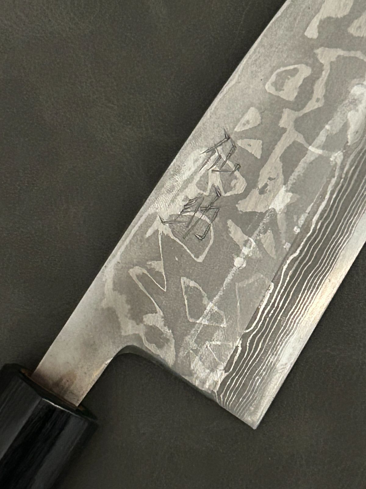 仙助 包丁 出刃 ダマスカス 安来鋼青紙2号 165mm 紫檀シノギ柄 2