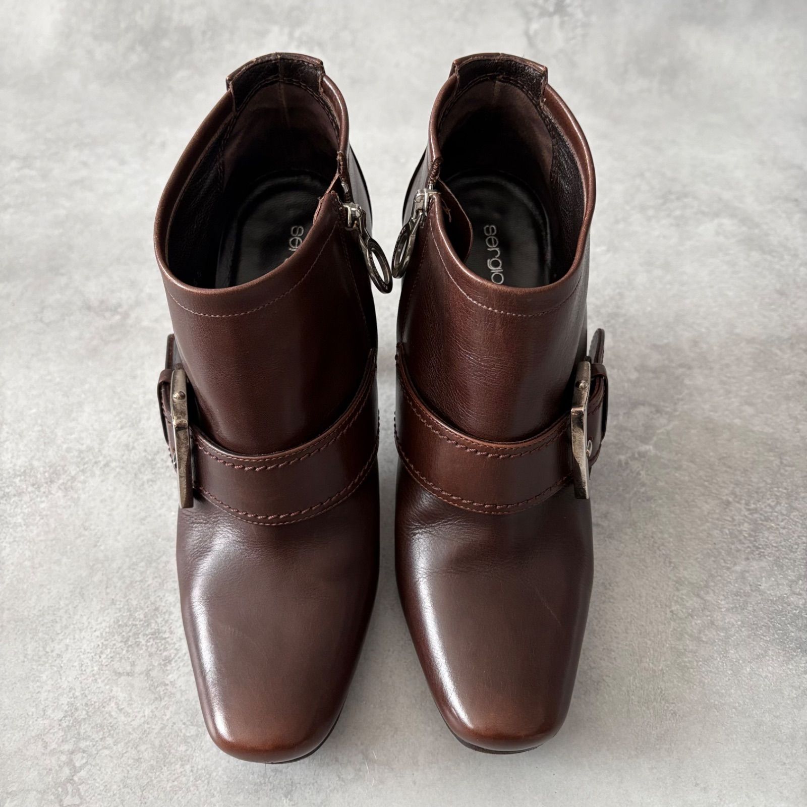 Sergio Rossi セルジオロッシ サイドジップ レザーヒールブーツ