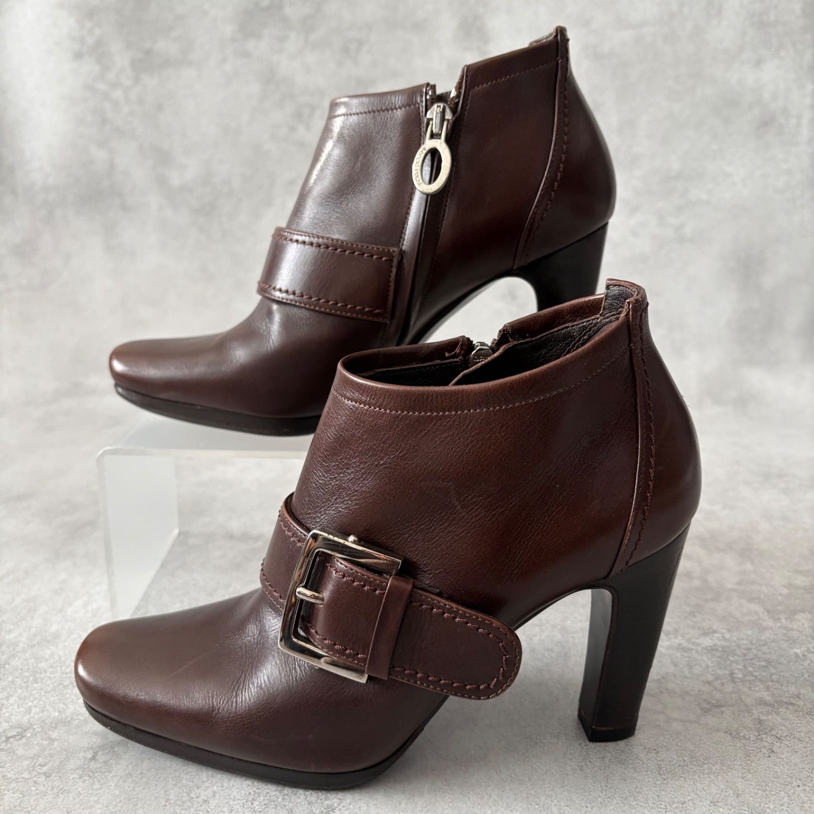 Sergio Rossi セルジオロッシ サイドジップ レザーヒールブーツ