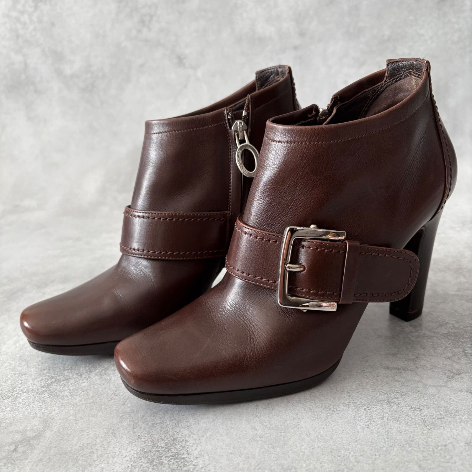 Sergio Rossi セルジオロッシ サイドジップ レザーヒールブーツ