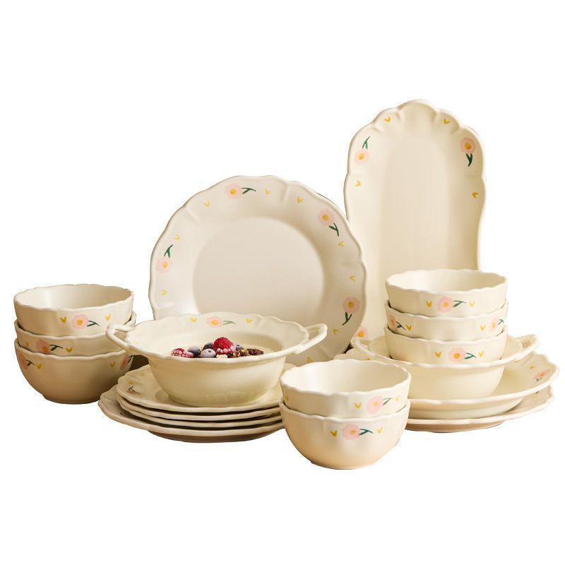 新品未使用 芍薬花柄陶器食器セット 碗 家庭用 2025 新モデル キッチン