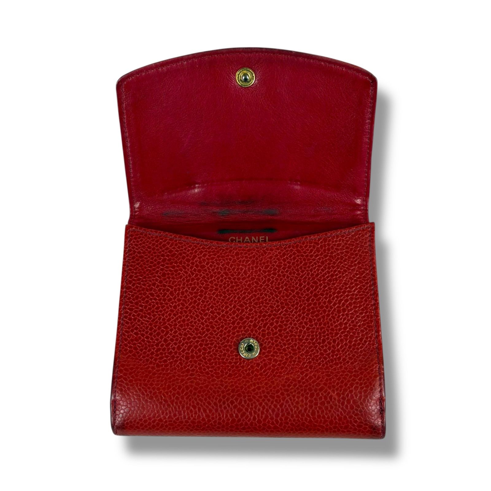 CHANEL シャネル コンパクトウォレット 二つ折り財布 レッド 赤