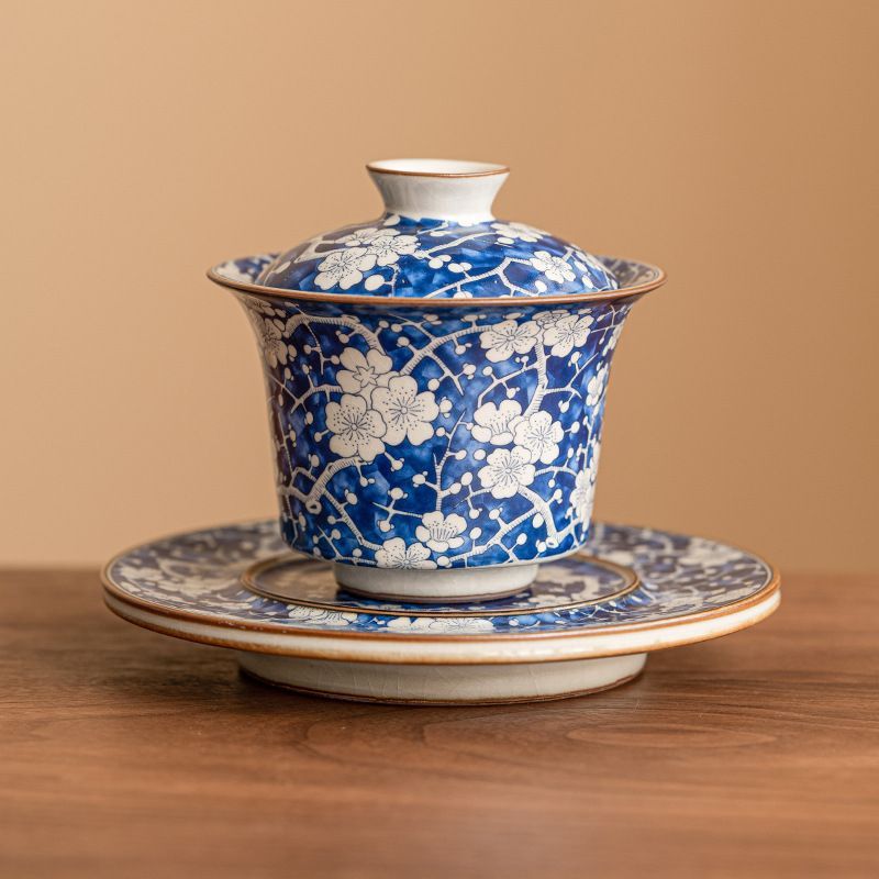 新品未使用 宋 汝窯 氷 梅花 三才 蓋碗 ティーカップ 1 個 大型 茶碗