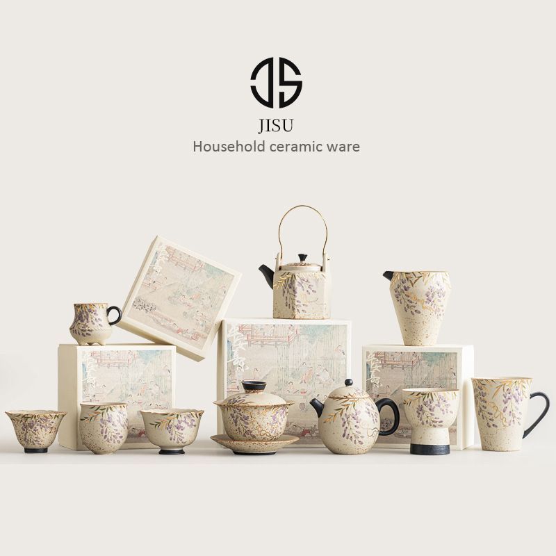 新品未使用 染付け燧石蓋碗・茶海公道杯・マグカップ・湯呑み 手描き