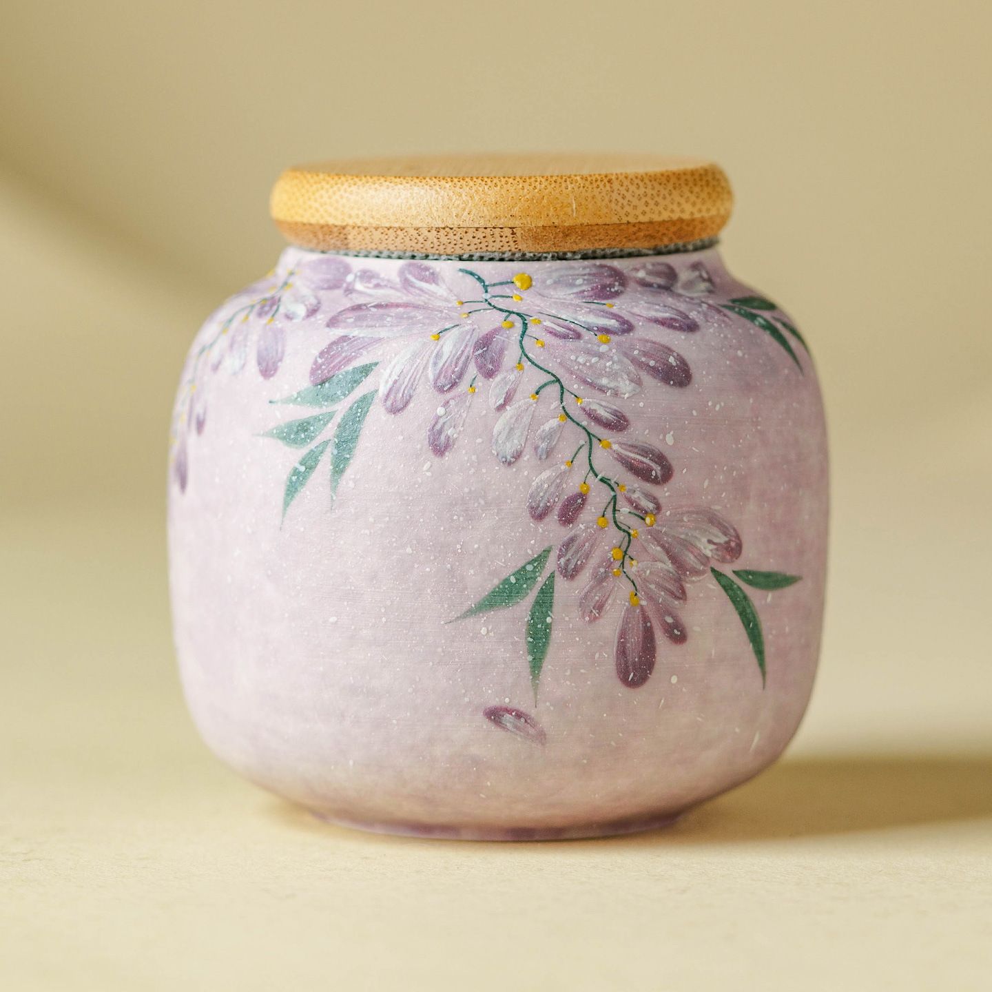 新品未使用 手作り椿盈藤茶罐 陶器茶葉缶 小型持ち運び便利 家庭用散茶