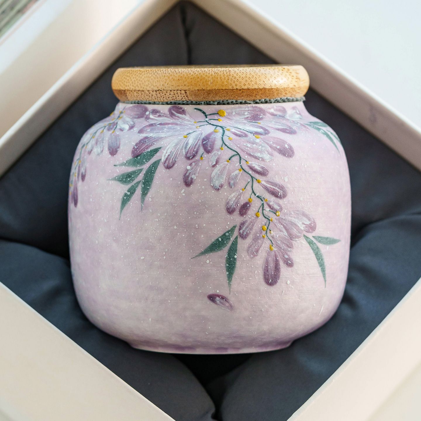 新品未使用 手作り椿盈藤茶罐 陶器茶葉缶 小型持ち運び便利 家庭用散茶